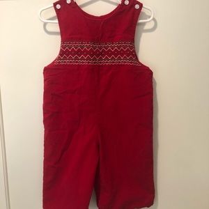 Holiday ANAVINI BOYS RED CORDUROY SMOCKED LONGALL